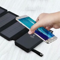 Foldable solar powerbank qi wireless solar power bank Solar Charger External Battery Backup Pack for iphone 11 pro