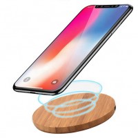 Wireless Phone Charging Station Wood Bamboo Wireless Charger Qi Portable Charger