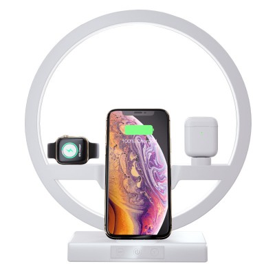 3 In 1 Table Desk Lamp Fast QI Wireless Charger Dock Station for Apple Watch for Air pod Wireless charging for iPhone 11