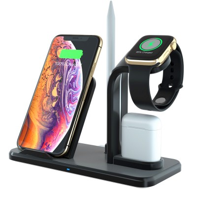 Universal Quick Charging 4 in 1 Wireless Charger Stand Fast Mobile Phone Charger Pad For Apple Iphone Wireless Charger