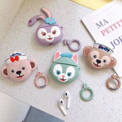 For  Apple Airpods Case 3D Cartoon Cover With Finger Ring